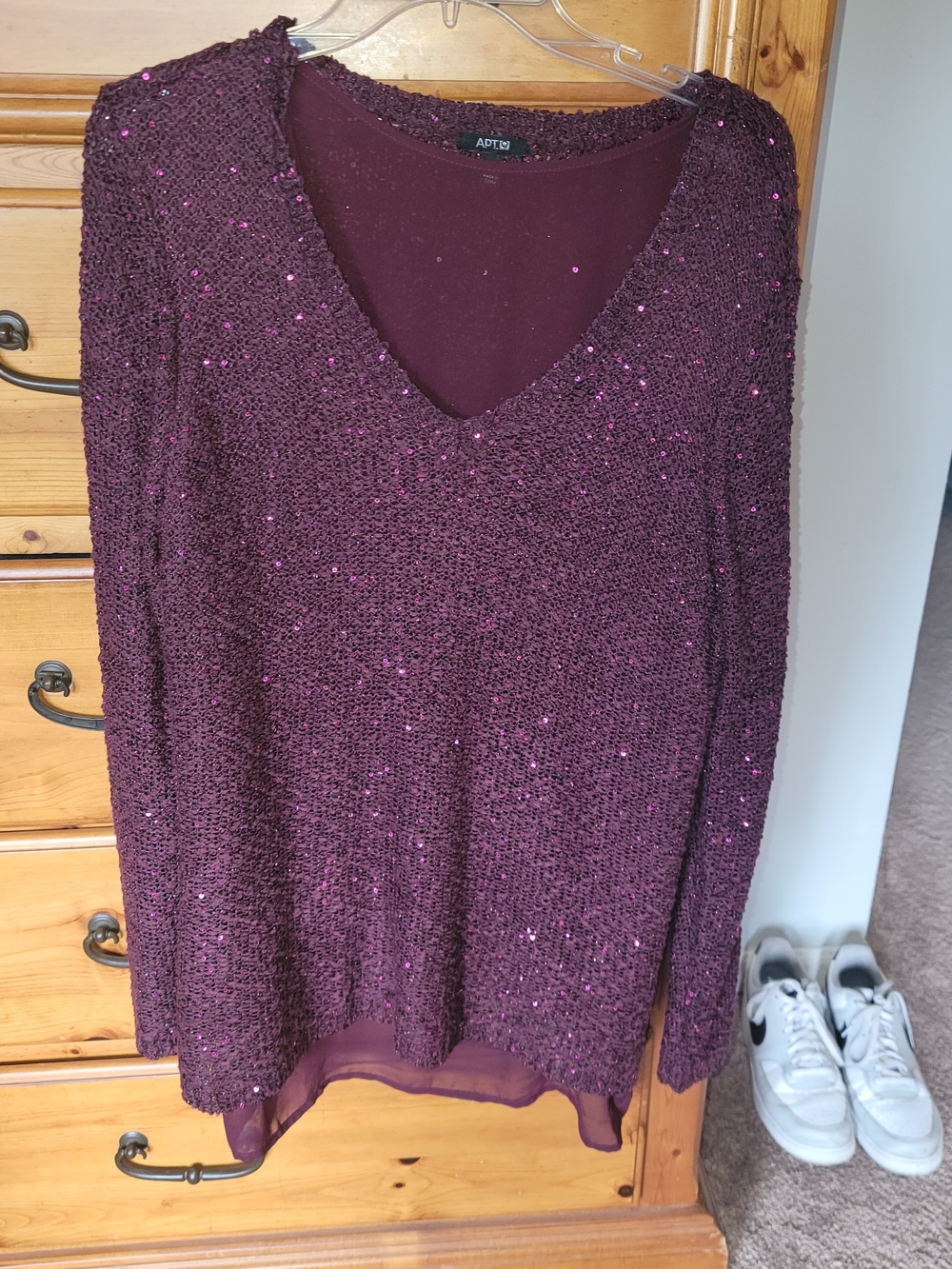 Apt. 9 Plum Sequin V-Neck Layered Sweater